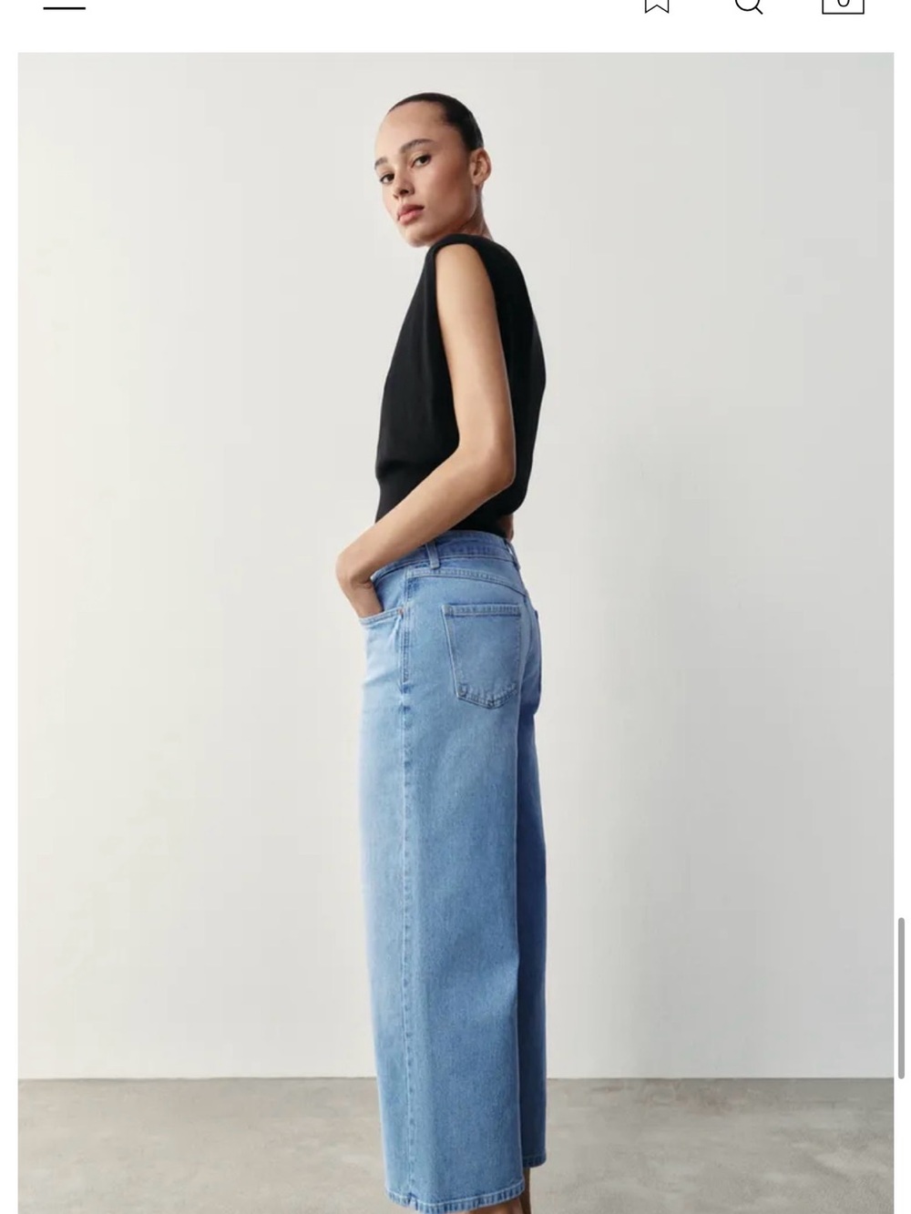 Zara Z1975 COMFORT HIGH RISE CULOTTE JEANS sz 4